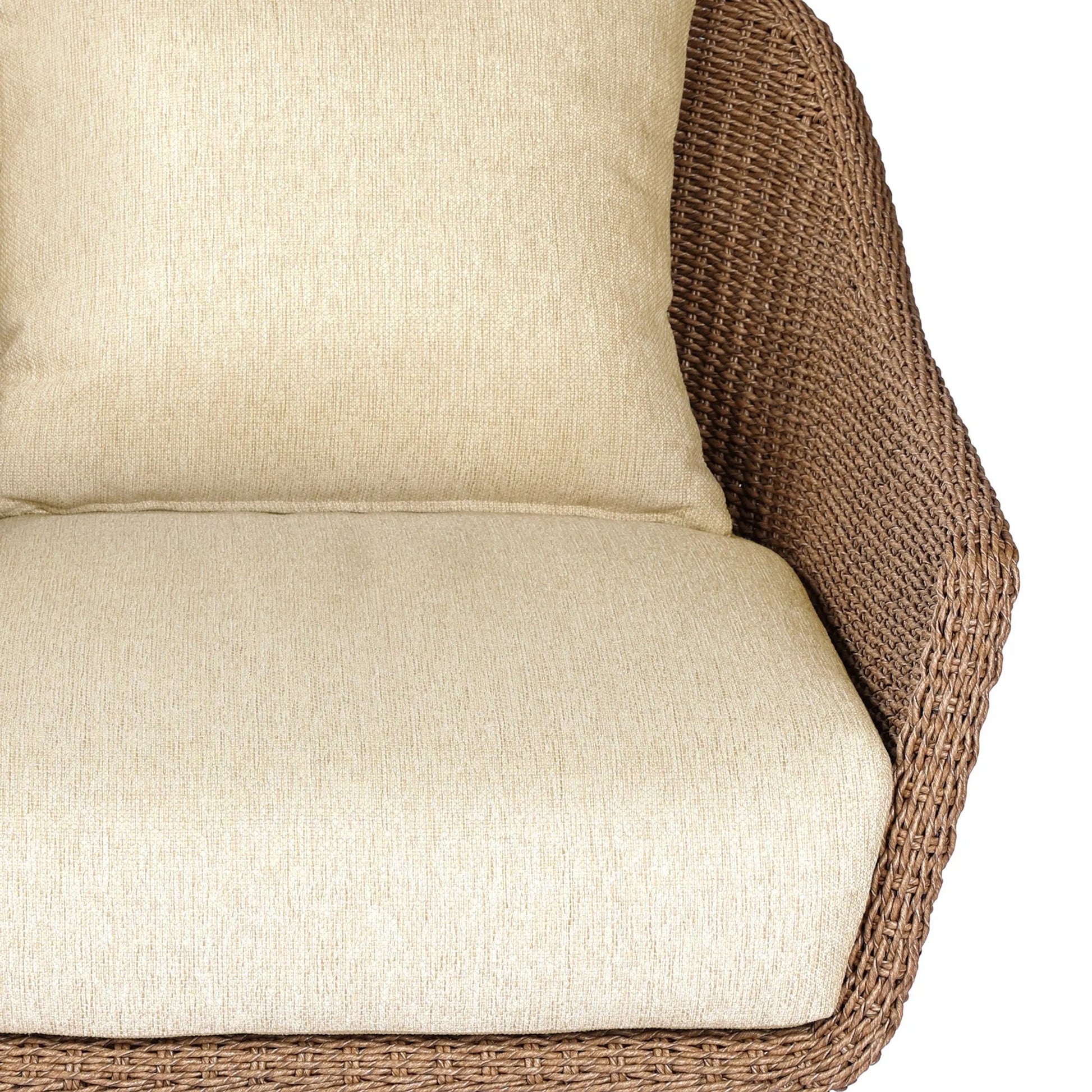 Koe Outdoor Chair by Four Hands in ellor beige, faux dark hyacinth. Made from 100% olefin, 100% polyethylene in a rustic style.