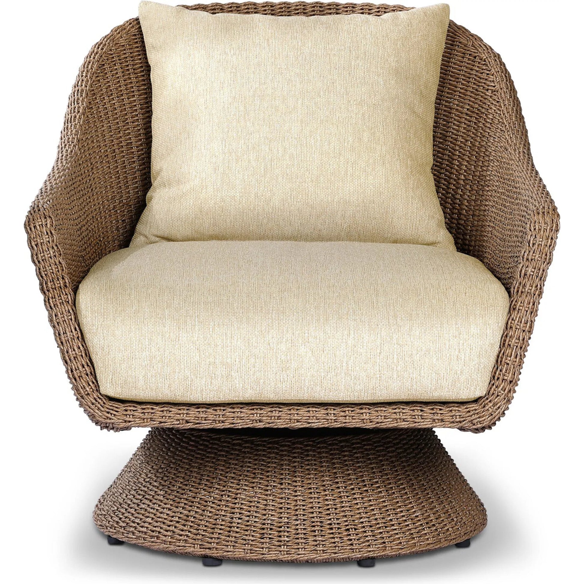 Koe Outdoor Chair by Four Hands in ellor beige, faux dark hyacinth. Made from 100% olefin, 100% polyethylene in a rustic style.