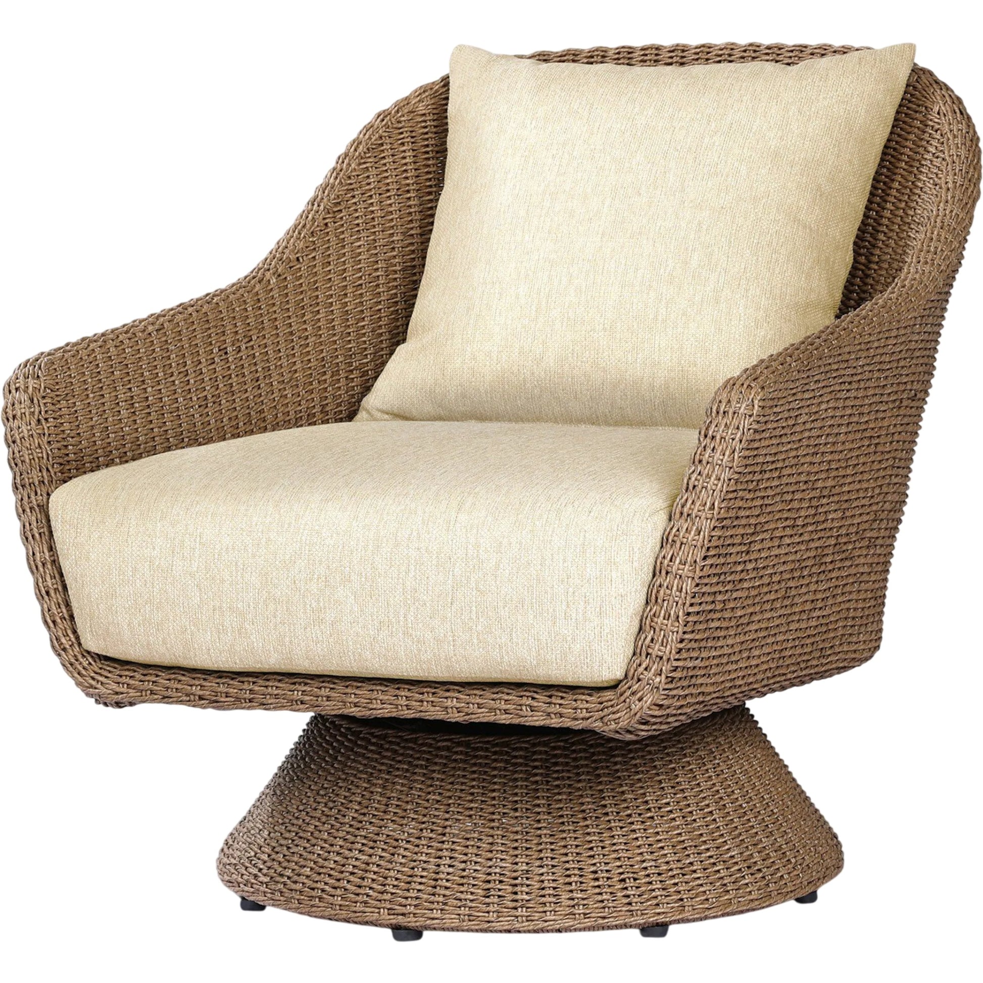 Koe Outdoor Chair by Four Hands in ellor beige, faux dark hyacinth. Made from 100% olefin, 100% polyethylene in a rustic style.