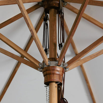 Baska Outdoor Round Umbrella by Four Hands. Made from 100% acrylic, solid fsc®-certified teak in a modern style.