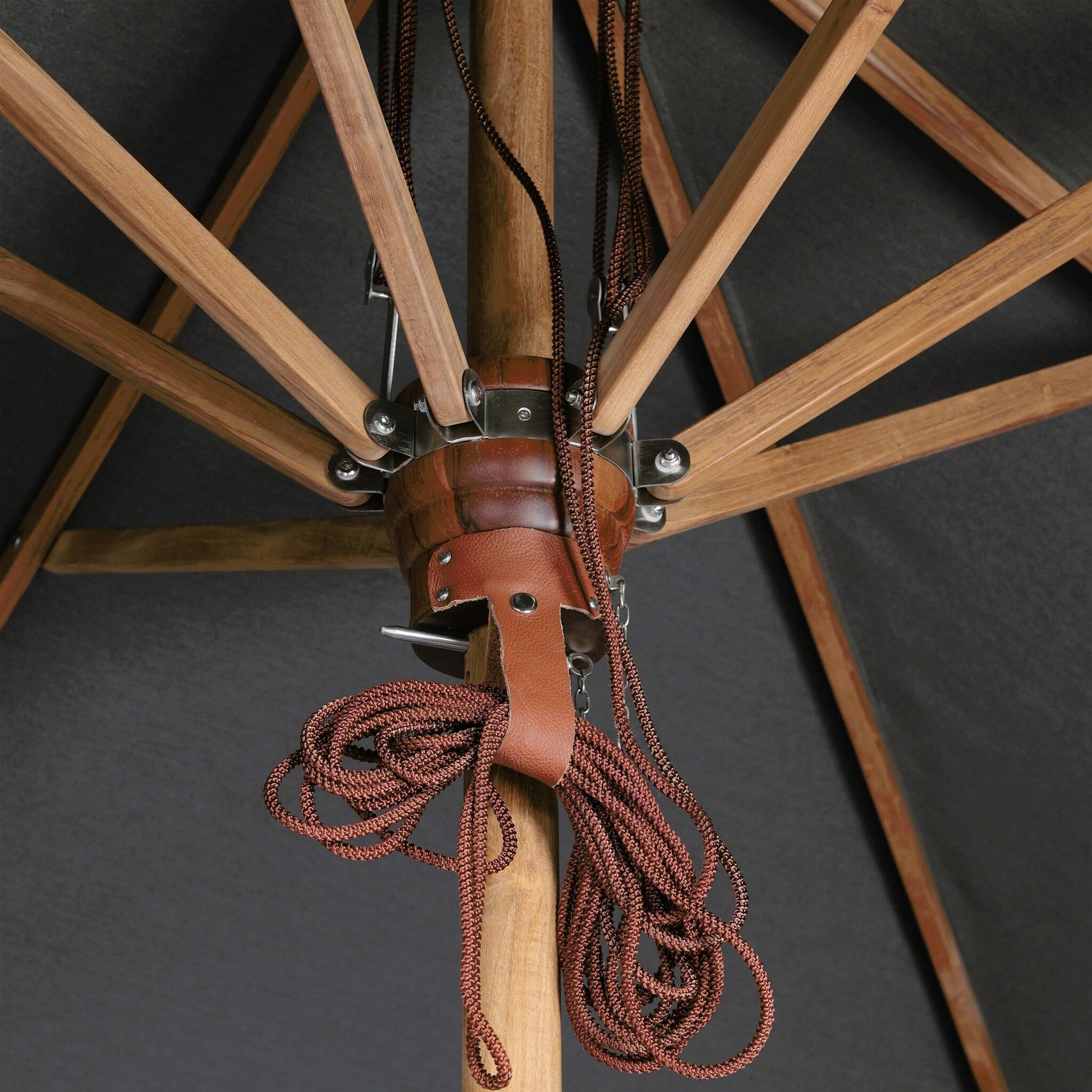 Baska Outdoor Rectangular Umbrella by Four Hands. Made from 100% acrylic, solid fsc®-certified teak in a modern style.
