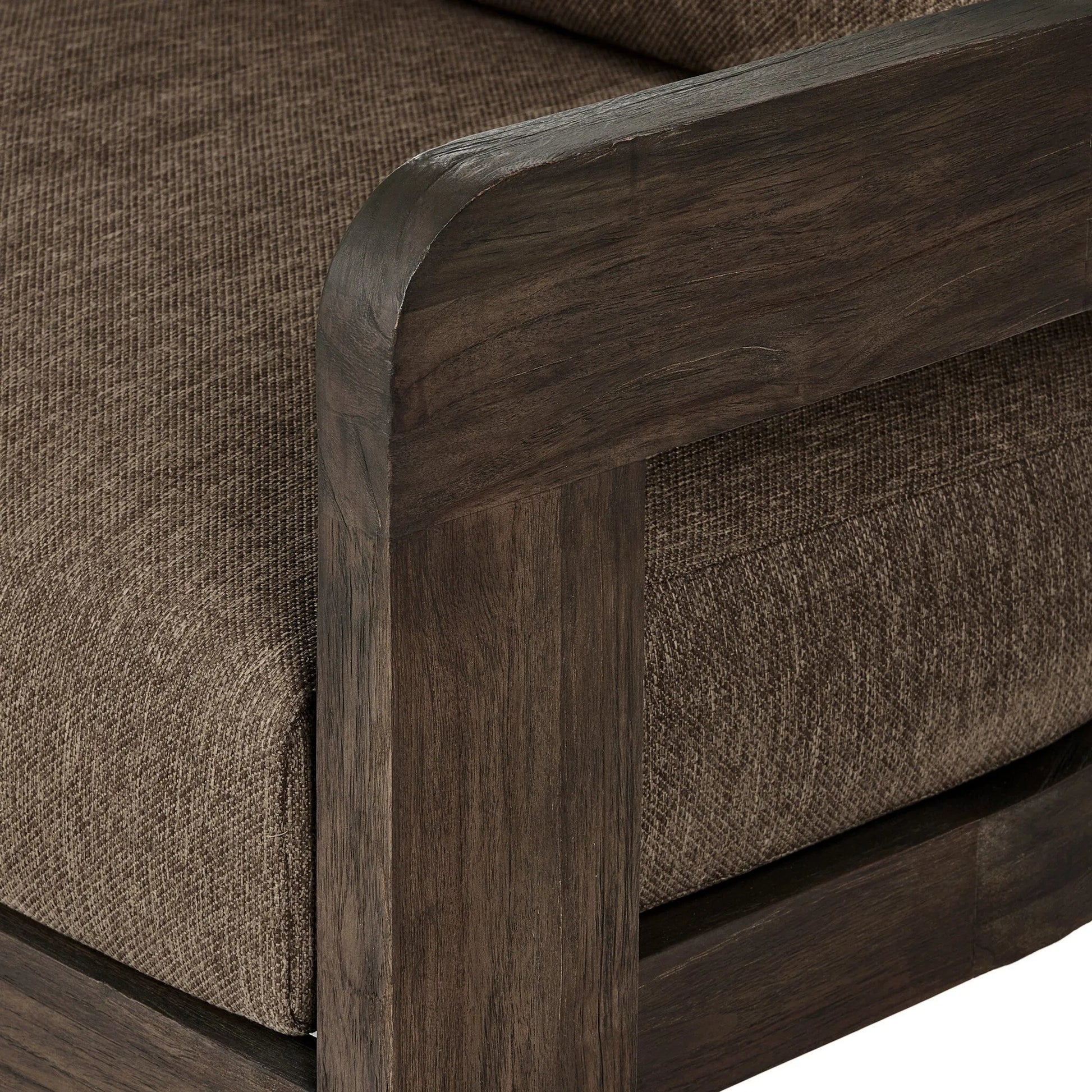 Jackson Outdoor Sofa by Four Hands. Made from 100% olefin, solid fsc®-certified teak, 91% polyurethane foam pad, 9% polyester fiber batting in a modern style.