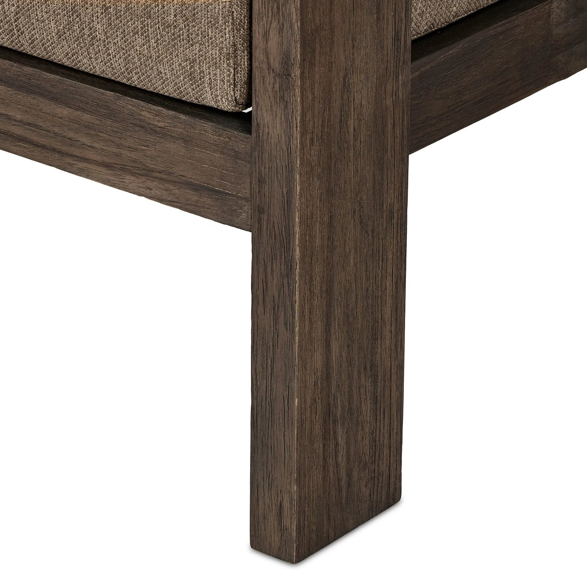 Jackson Outdoor Sofa by Four Hands. Made from 100% olefin, solid fsc®-certified teak, 91% polyurethane foam pad, 9% polyester fiber batting in a modern style.