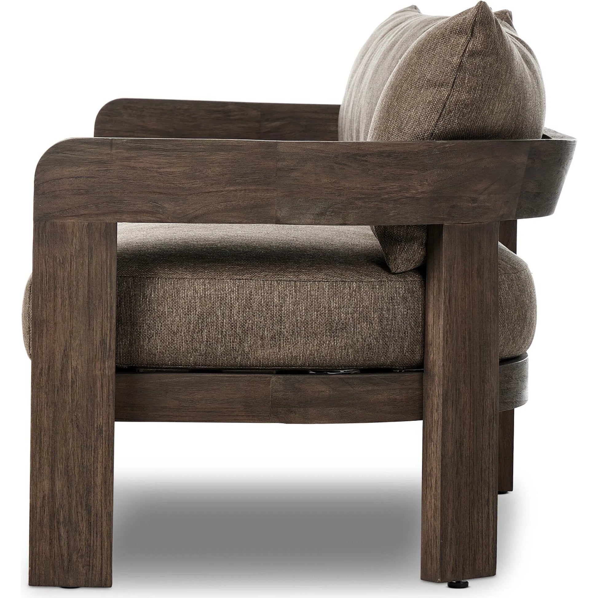 Jackson Outdoor Sofa by Four Hands. Made from 100% olefin, solid fsc®-certified teak, 91% polyurethane foam pad, 9% polyester fiber batting in a modern style.