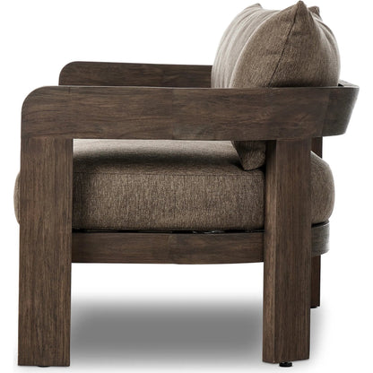 Jackson Outdoor Sofa by Four Hands. Made from 100% olefin, solid fsc®-certified teak, 91% polyurethane foam pad, 9% polyester fiber batting in a modern style.