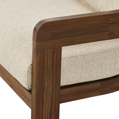 Jackson Outdoor Sofa by Four Hands. Made from 100% olefin, solid fsc®-certified teak, 91% polyurethane foam pad, 9% polyester fiber batting in a modern style.