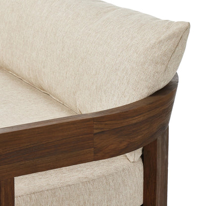 Jackson Outdoor Sofa by Four Hands. Made from 100% olefin, solid fsc®-certified teak, 91% polyurethane foam pad, 9% polyester fiber batting in a modern style.