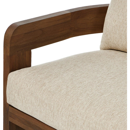 Jackson Outdoor Sofa by Four Hands. Made from 100% olefin, solid fsc®-certified teak, 91% polyurethane foam pad, 9% polyester fiber batting in a modern style.