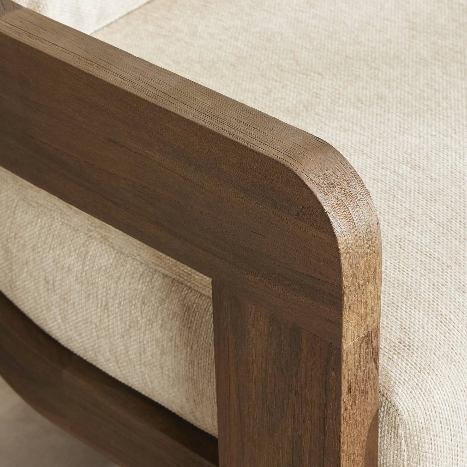 Jackson Outdoor Sofa by Four Hands. Made from 100% olefin, solid fsc®-certified teak, 91% polyurethane foam pad, 9% polyester fiber batting in a modern style.
