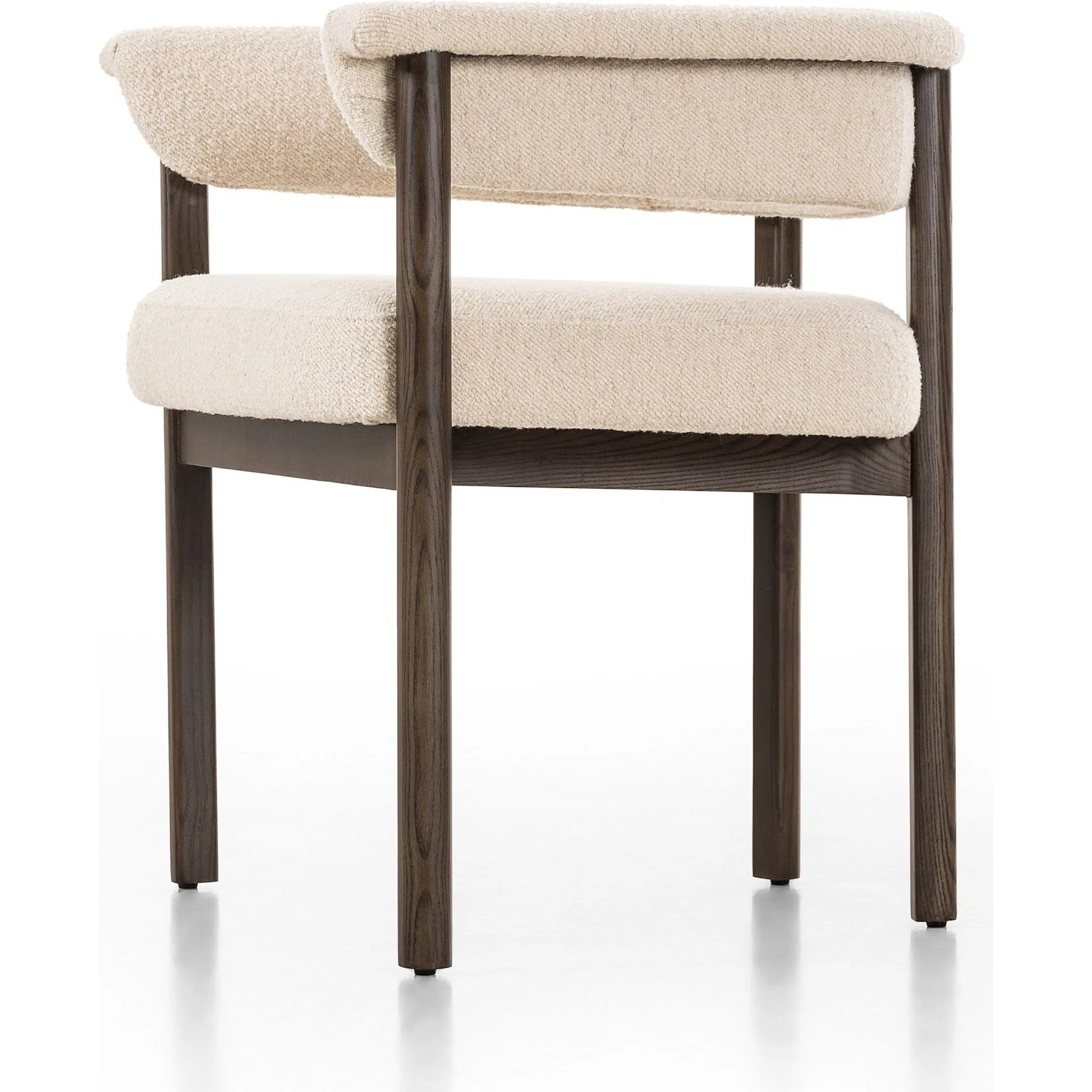 Cassie Dining Chair by Four Hands in charter oatmeal, sienna ash. Made from 69% polyester, 23% acrylic, 8% flax/linen, solid ash in a transitional style.