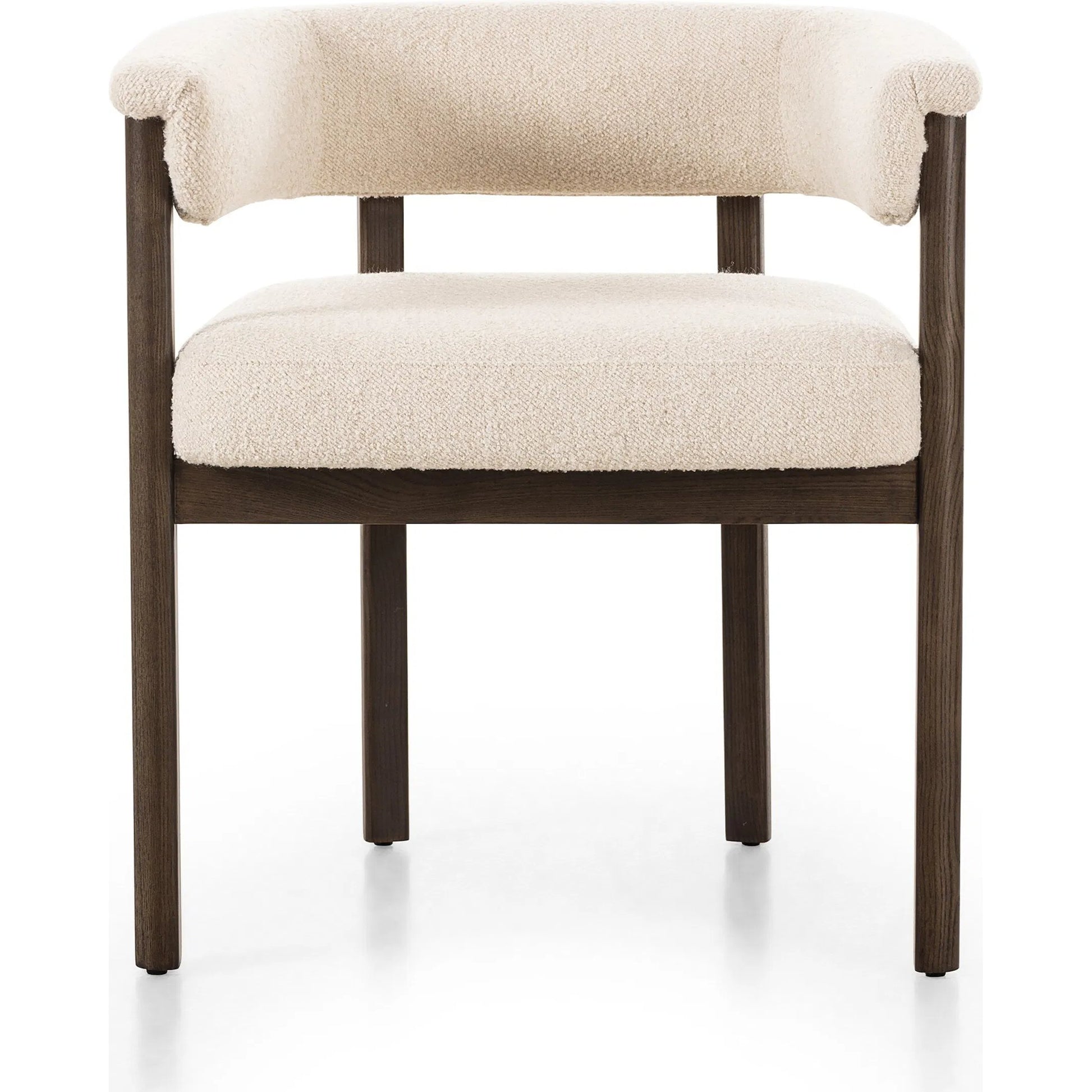 Cassie Dining Chair by Four Hands in charter oatmeal, sienna ash. Made from 69% polyester, 23% acrylic, 8% flax/linen, solid ash in a transitional style.