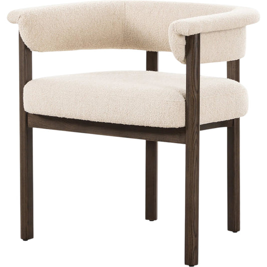 Cassie Dining Chair by Four Hands in charter oatmeal, sienna ash. Made from 69% polyester, 23% acrylic, 8% flax/linen, solid ash in a transitional style.