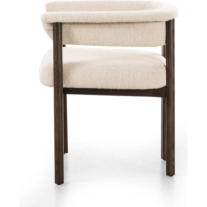 Cassie Dining Chair by Four Hands in charter oatmeal, sienna ash. Made from 69% polyester, 23% acrylic, 8% flax/linen, solid ash in a transitional style.