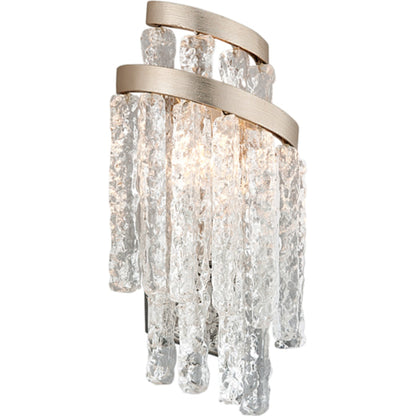 Mont Blanc Wall Sconce by Corbett in modern silver leaf. Made from hand-crafted iron in a modern style.