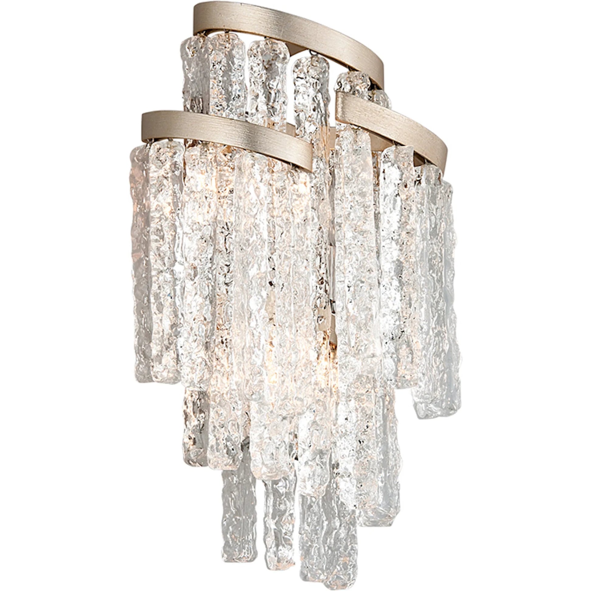 Mont Blanc Wall Sconce by Corbett in modern silver leaf. Made from hand-crafted iron in a modern style.