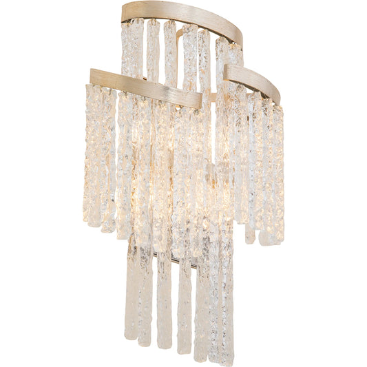 Mont Blanc Wall Sconce by Corbett in modern silver leaf. Made from hand-crafted iron in a modern style.