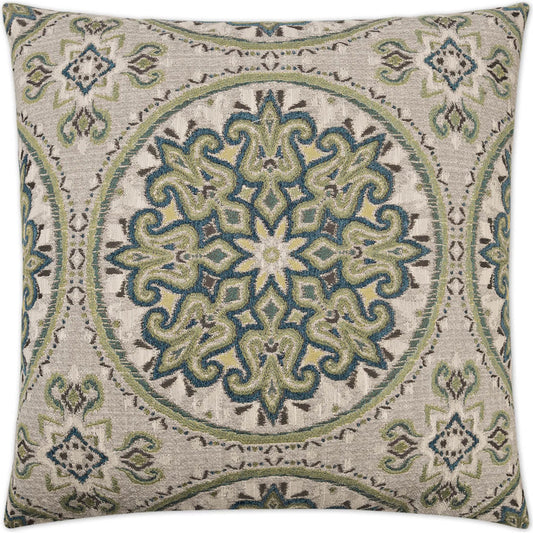 Akola Pillow by DV Kap Home in azure. Made from 68% polyester, 32% rayon chenille in a unique style.