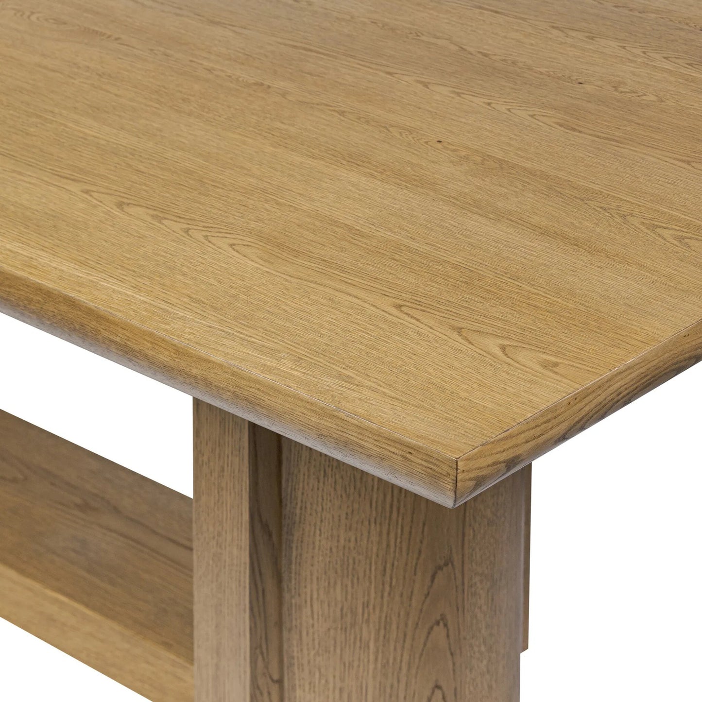 004 SI-2635303 | Closeup | Garrett Dining Table by Four Hands in amber oak thin veneer. Made from oak veneer, solid oak in a unique style.