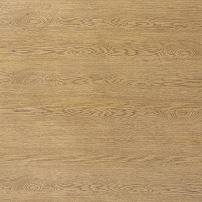 Garrett Dining Table by Four Hands in amber oak thin veneer. Made from oak veneer, solid oak in a unique style.