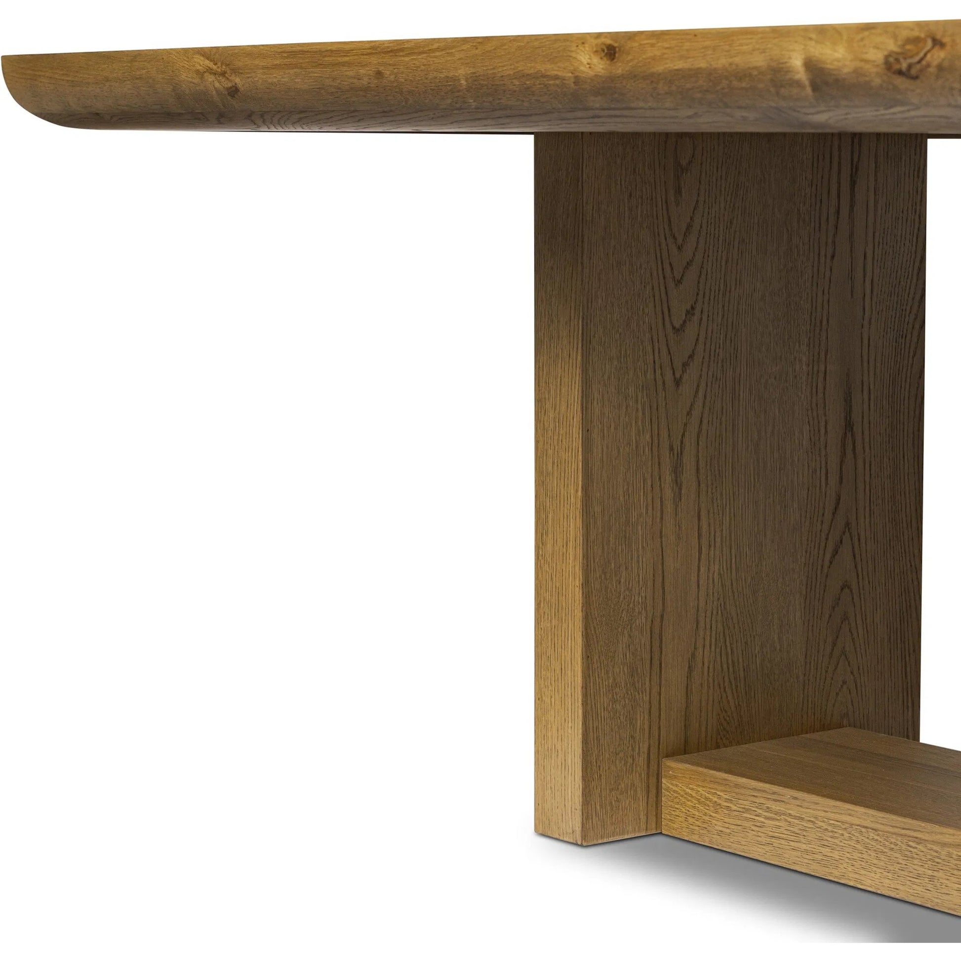 Garrett Dining Table by Four Hands in amber oak thin veneer. Made from oak veneer, solid oak in a unique style.