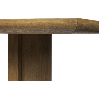Garrett Dining Table by Four Hands in amber oak thin veneer. Made from oak veneer, solid oak in a unique style.