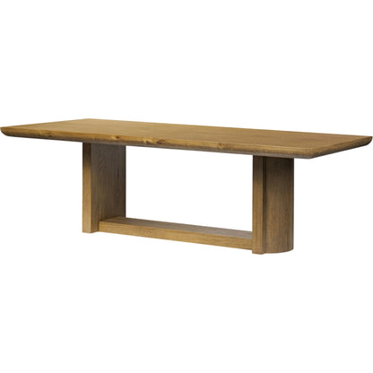 Garrett Dining Table by Four Hands in amber oak thin veneer. Made from oak veneer, solid oak in a unique style.