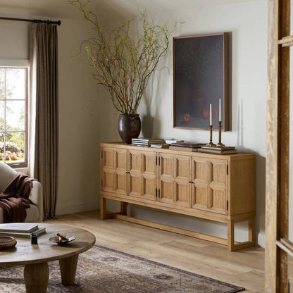 Tamara Sideboard by Four Hands in worn oak veneer. Made from thick oak veneer, solid oak in a unique style.