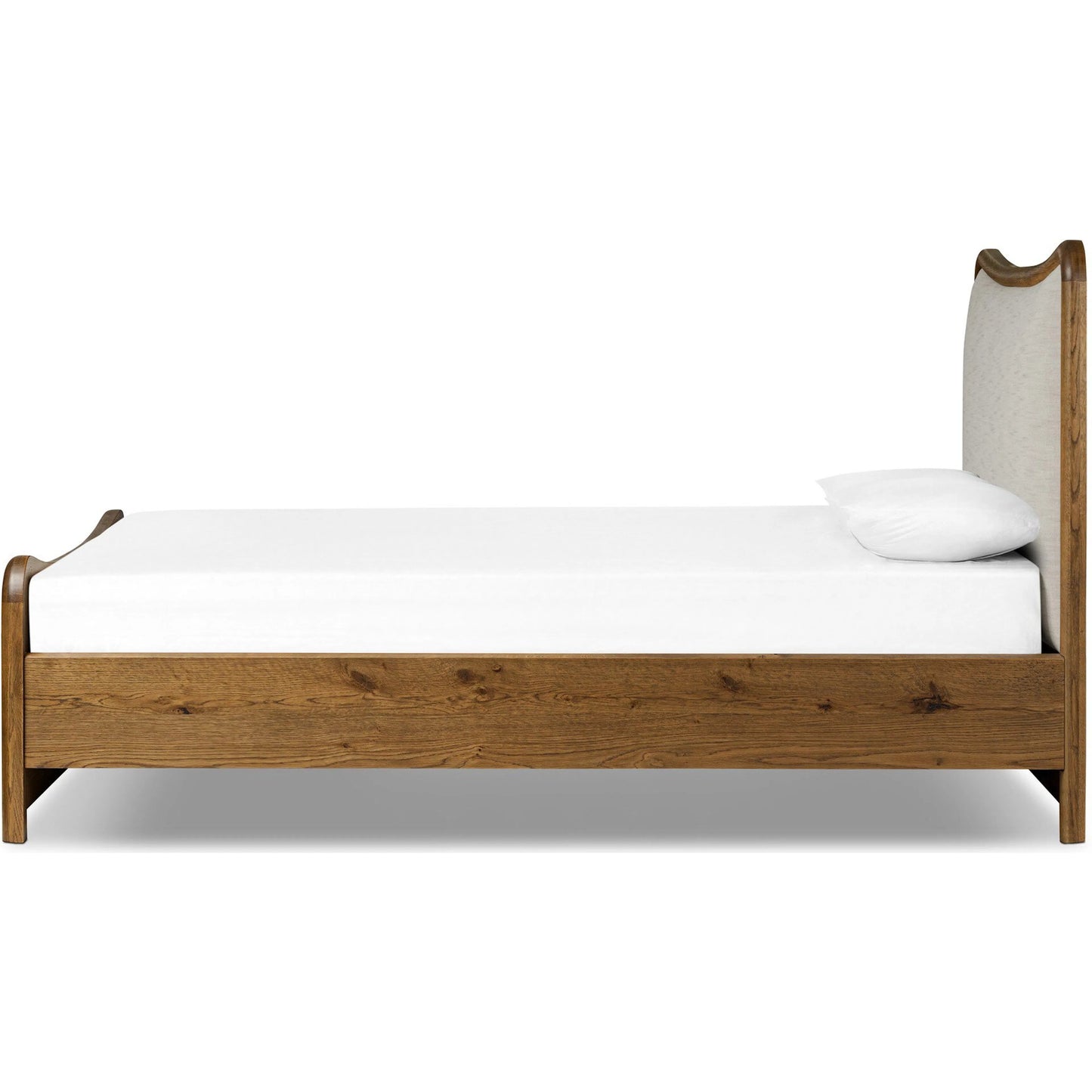 001 SI-2519154 | Additional Silo | Dover Bed by Four Hands in hockney linen, rustic amber oak veneer. Made from 86% polyester, 14% flax/linen, thick oak veneer, solid oak in a transitional style.