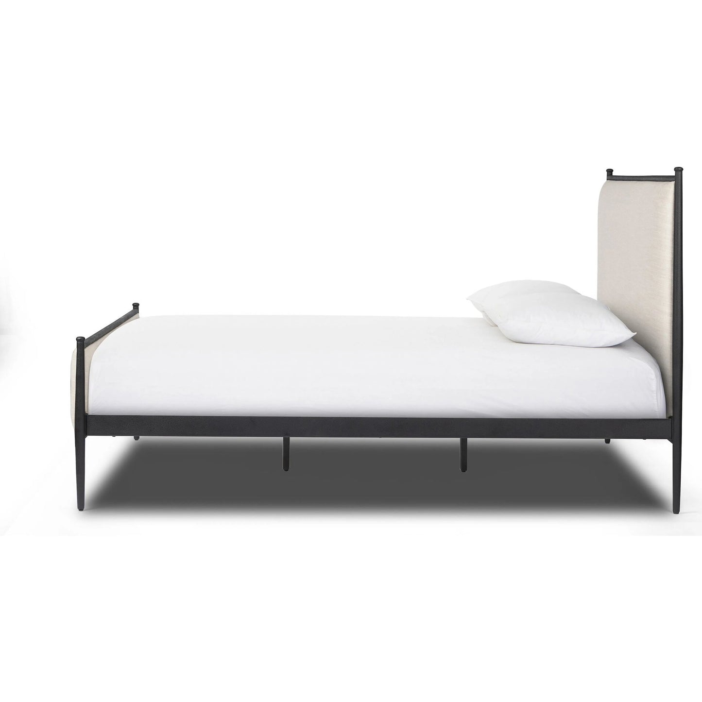 002 SI-2377061 | Additional Silo | Xander Bed by Four Hands in savoy parchment, textured black iron. Made from 54% polyester, 36% viscose (rayon), 10% flax/linen, iron in a unique style.