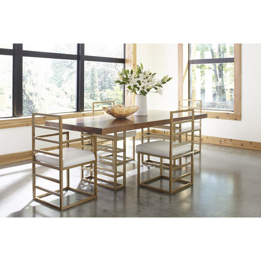 Ladder Dining Chair by Phillips Collection in white, brown and brass. Made from metal in a modern style.