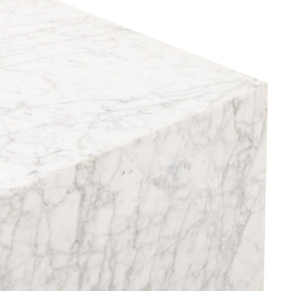 Hunter End Table by Four Hands in white carrara marble. Made from carrara solid in a modern style.