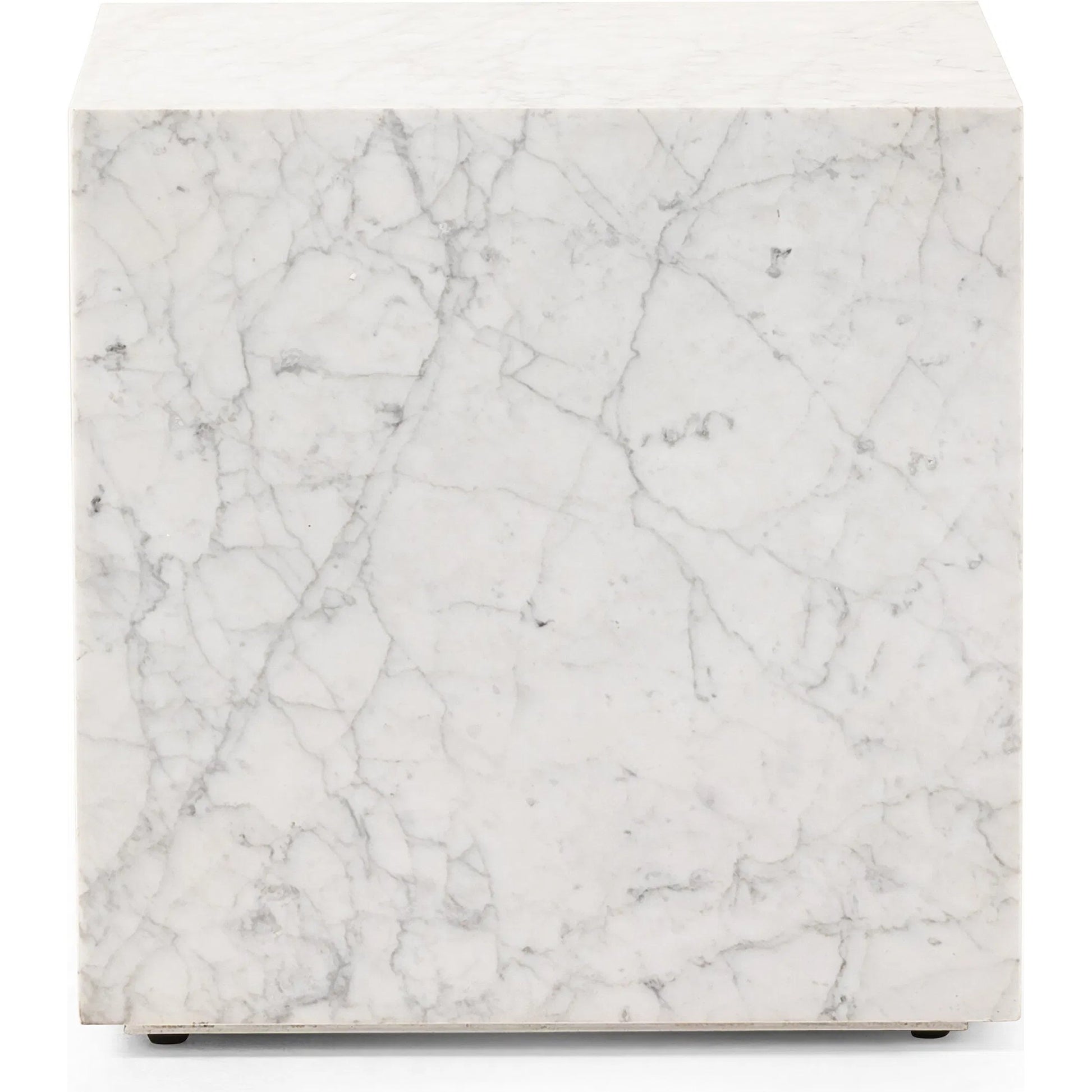 Hunter End Table by Four Hands in white carrara marble. Made from carrara solid in a modern style.