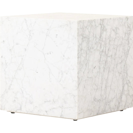 Hunter End Table by Four Hands in white carrara marble. Made from carrara solid in a unique style.