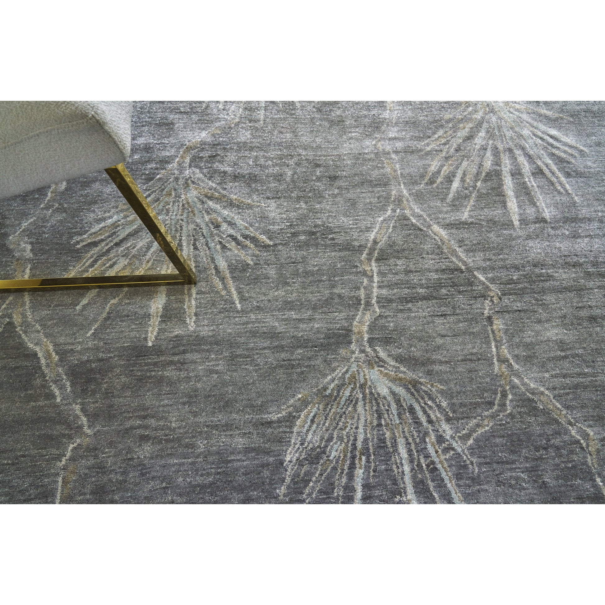 Antique'd Silk 2433 Rug by Exquisite Rugs in dark gray, gray. Made from bamboo silk in a unique style.