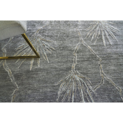 Antique'd Silk 2433 Rug by Exquisite Rugs in dark gray, gray. Made from bamboo silk in a unique style.