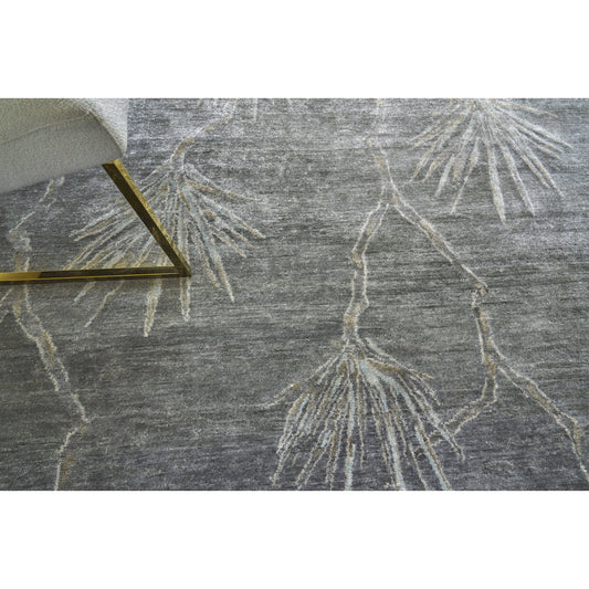 Antique'd Silk 2433 Rug by Exquisite Rugs in dark gray, gray. Made from bamboo silk in a unique style.