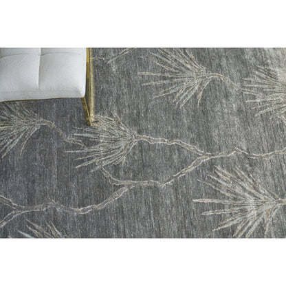 Antique'd Silk 2433 Rug by Exquisite Rugs in dark gray, gray. Made from bamboo silk in a unique style.