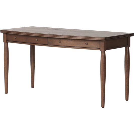 Bowfront Desk by Four Hands in drifted oak veneer. Made from oak veneer, solid oak in a unique style.