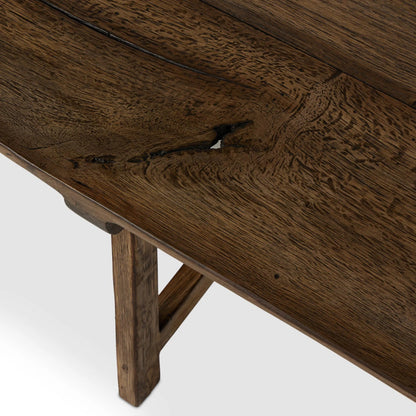 Elio Accent Bench by Four Hands in burnt bleached oak. Made from solid oak in a unique style.