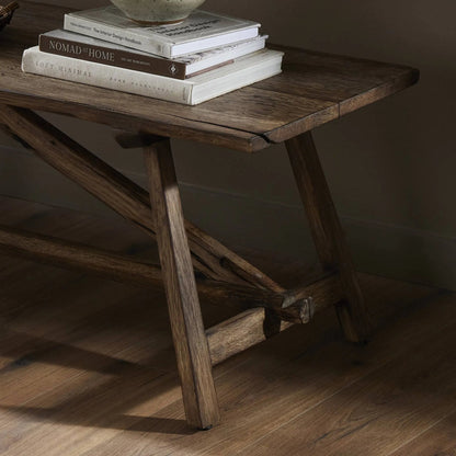 Elio Accent Bench by Four Hands in burnt bleached oak. Made from solid oak in a unique style.