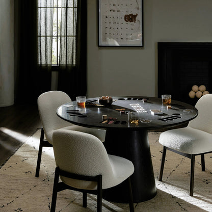 Skye Poker Table by Four Hands in washed black, bluestone. Made from solid oak, bluestone in a modern style.