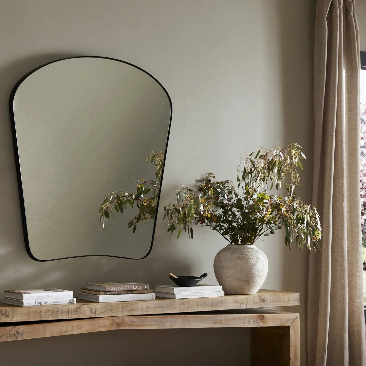 014 SI-2535232 | Lifestyle | Merona Mantel Mirror by Four Hands in iron matte black. Made from iron, mirror in a unique style.