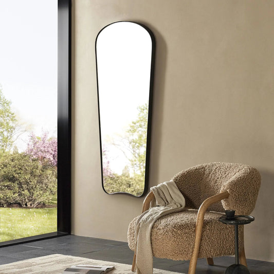 Merona Wall Mirror by Four Hands in iron matte black. Made from iron, mirror in a transitional style.