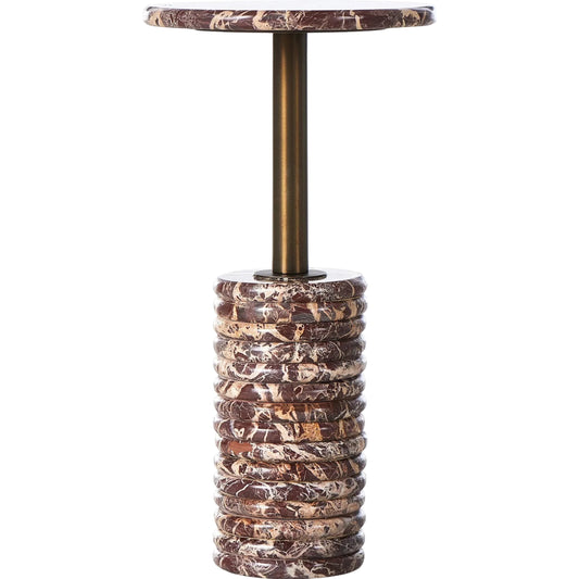 Reeves End Table by Four Hands in garnet marble, dark brass. Made from solid marble, iron in a unique style.