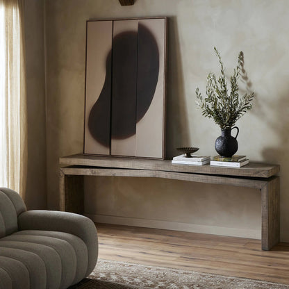 Matthes Large Console Table by Four Hands. Made from solid reclaimed pine in a modern style.