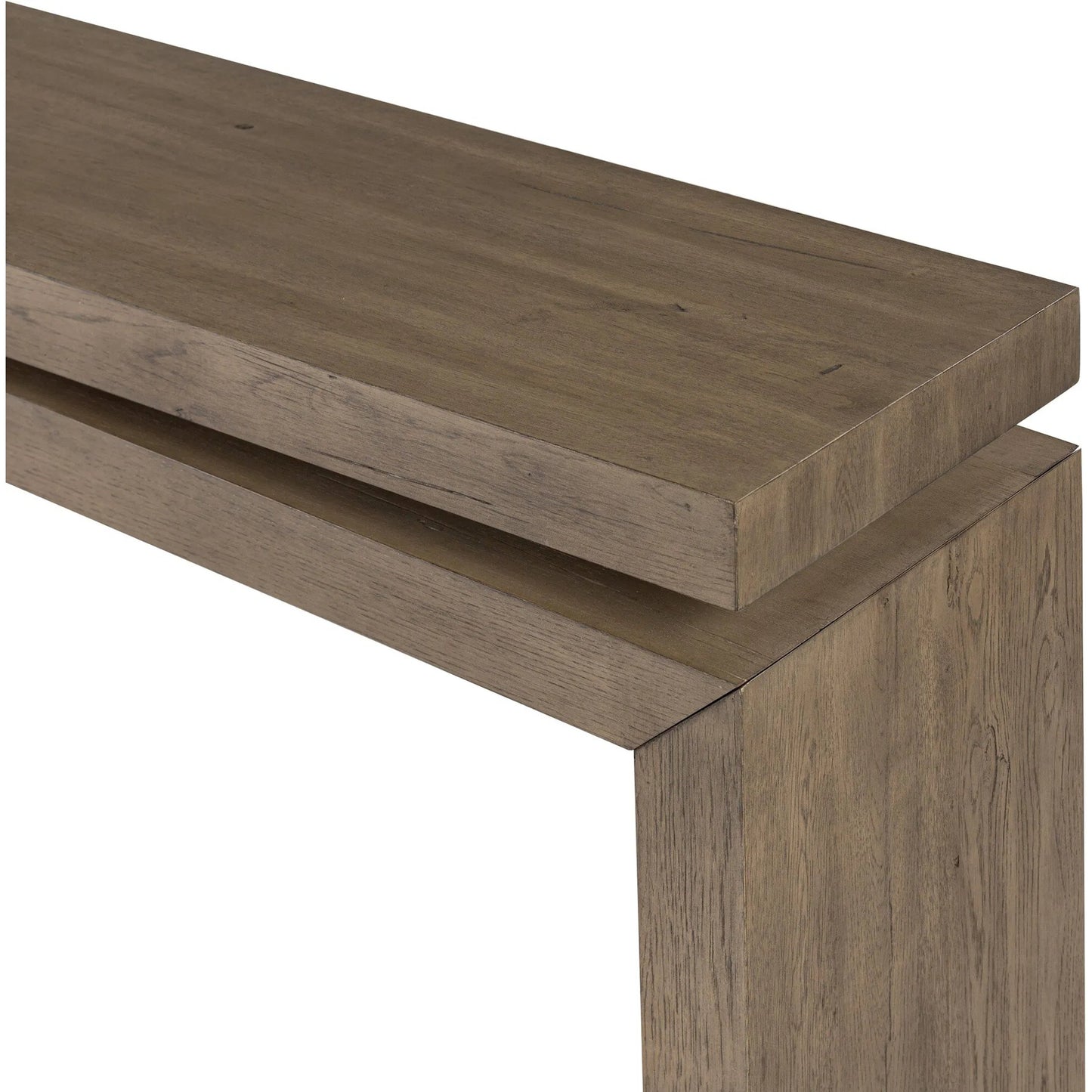 011 SI-2519241 | Closeup | Matthes Console Table by Four Hands. Made from thick oak veneer in a transitional style.