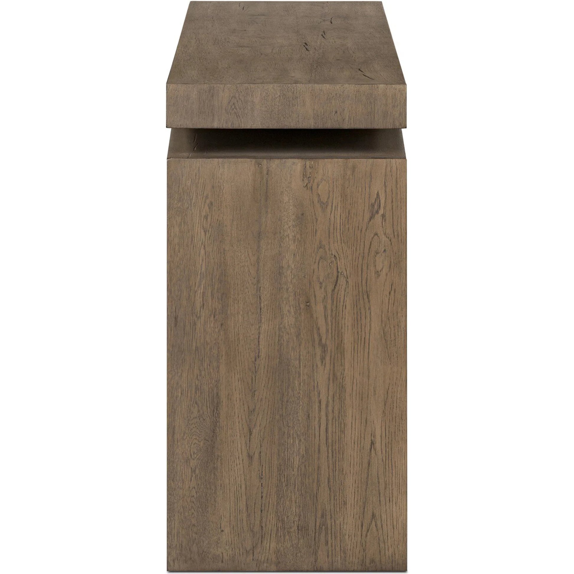 Matthes Console Table by Four Hands. Made from thick oak veneer in a transitional style.