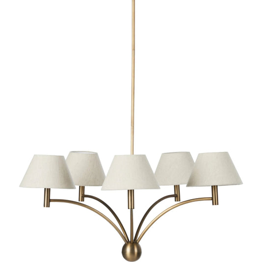 Linus Chandelier by Four Hands in aged brass iron. Made from iron in a unique style.