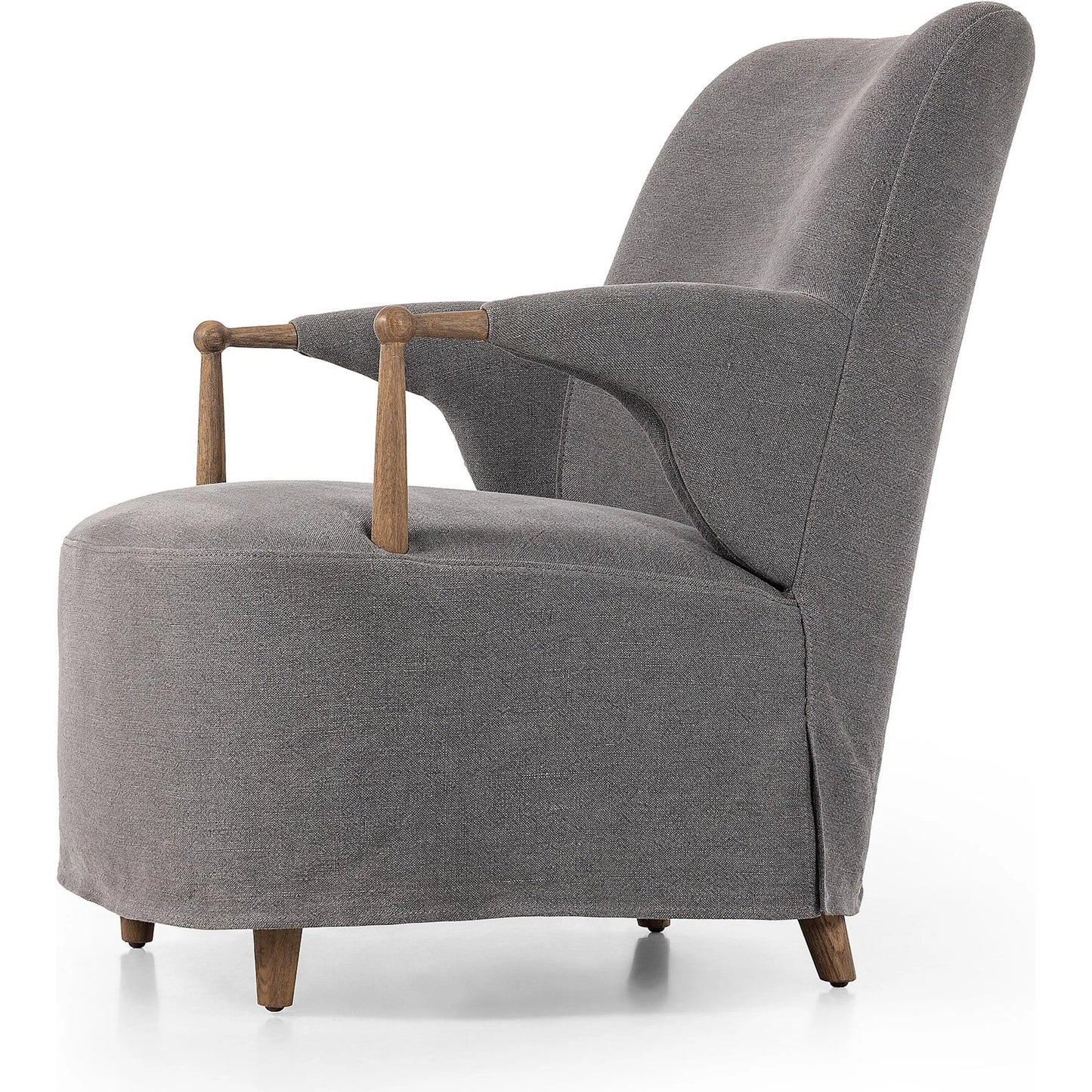 030 SI-2449368 | Closeup | Brently Chair by Four Hands. Made from 100% flax/linen, solid oak in a unique style.