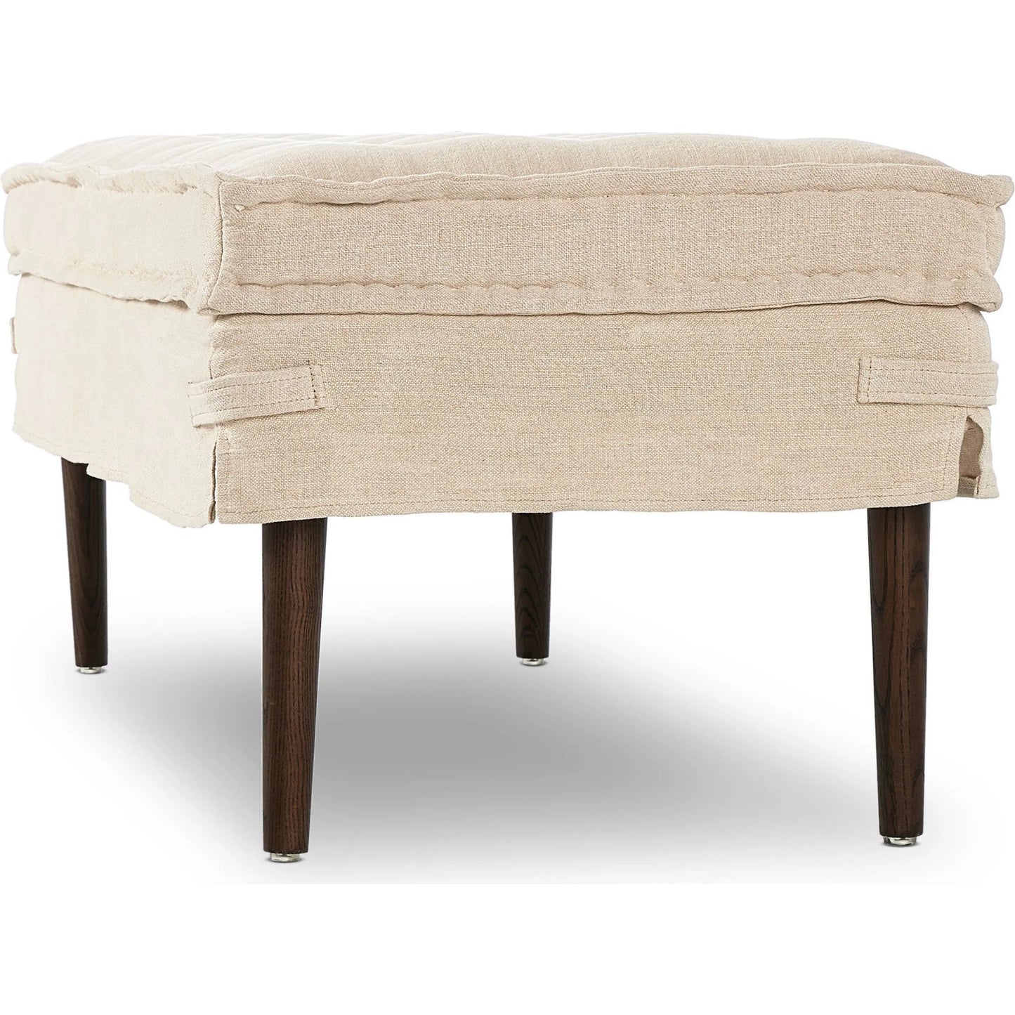 016 SI-2513249 | Closeup | Cole Accent Bench by Four Hands in broadway dune, terra brown ash. Made from 100% flax/linen, solid ash in a transitional style.